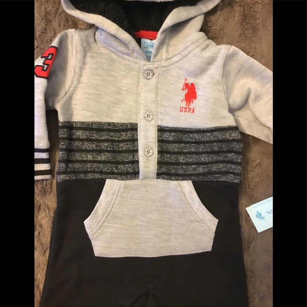 🪷 NWT Infant US Polo One-Piece W/Hood Sz 6-9months